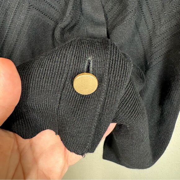 L'Agence Millie Knit Cardigan Sweater Black Long Line V-Neck Chevron Size Small - Picture 4 of 8